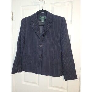 Lauren Ralph Lauren Women's Striped 100% Wool Button up Blazer Size 6